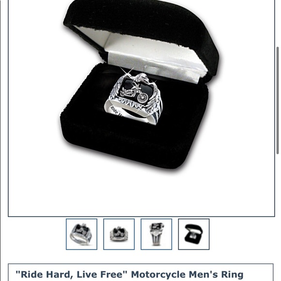 🏍 Silver & Onyx Motorcycle Ring - Picture 3 of 13